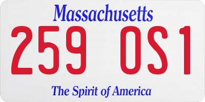 MA license plate 259OS1