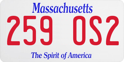 MA license plate 259OS2