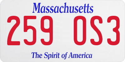 MA license plate 259OS3
