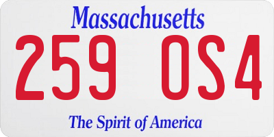 MA license plate 259OS4