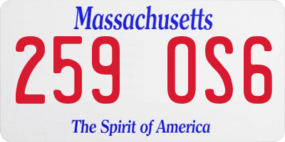 MA license plate 259OS6