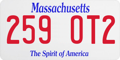 MA license plate 259OT2