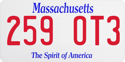 MA license plate 259OT3
