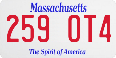 MA license plate 259OT4