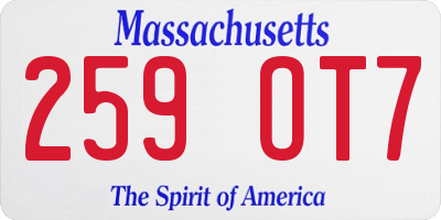 MA license plate 259OT7