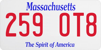 MA license plate 259OT8