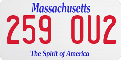 MA license plate 259OU2
