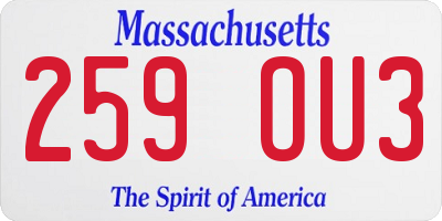 MA license plate 259OU3