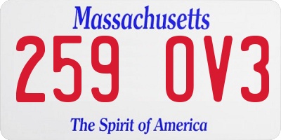 MA license plate 259OV3