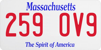 MA license plate 259OV9