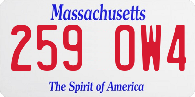 MA license plate 259OW4