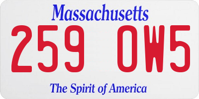 MA license plate 259OW5