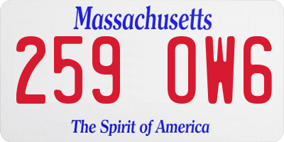 MA license plate 259OW6