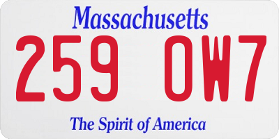 MA license plate 259OW7