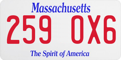 MA license plate 259OX6