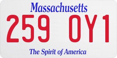 MA license plate 259OY1