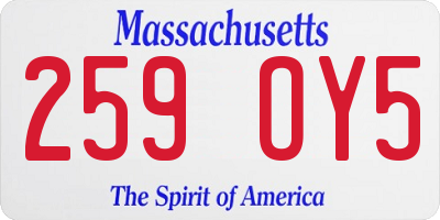 MA license plate 259OY5