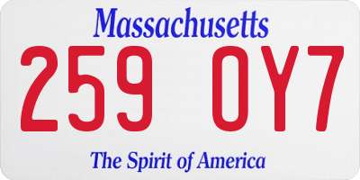MA license plate 259OY7