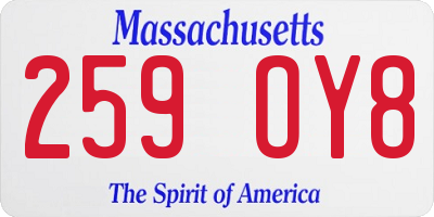 MA license plate 259OY8