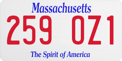 MA license plate 259OZ1