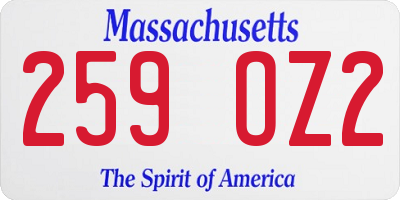 MA license plate 259OZ2