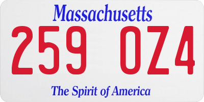 MA license plate 259OZ4