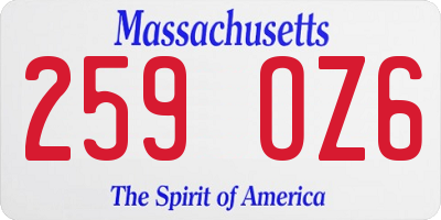 MA license plate 259OZ6