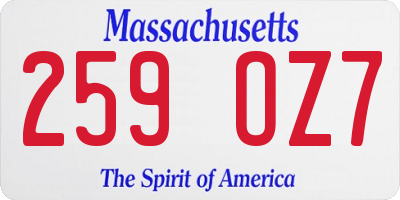 MA license plate 259OZ7
