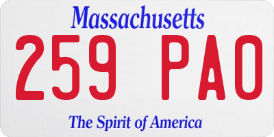 MA license plate 259PA0