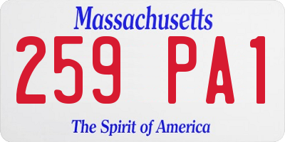 MA license plate 259PA1