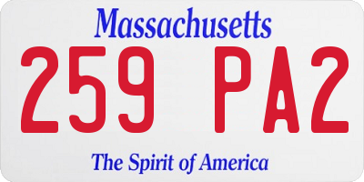 MA license plate 259PA2