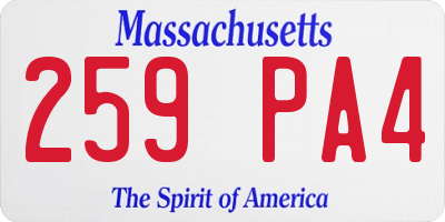 MA license plate 259PA4