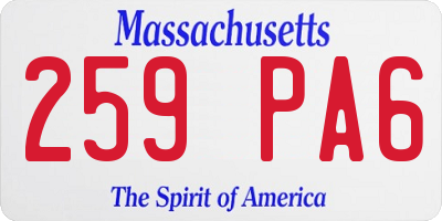 MA license plate 259PA6
