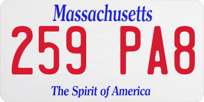 MA license plate 259PA8