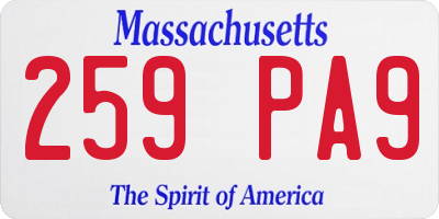 MA license plate 259PA9