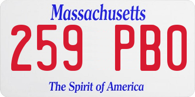 MA license plate 259PB0