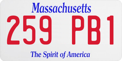 MA license plate 259PB1