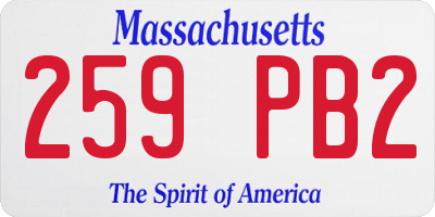 MA license plate 259PB2