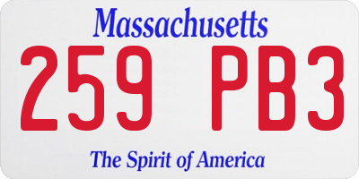 MA license plate 259PB3