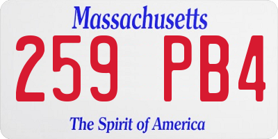 MA license plate 259PB4