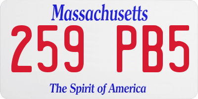 MA license plate 259PB5