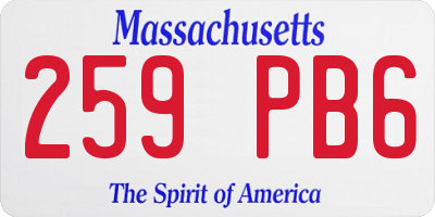 MA license plate 259PB6