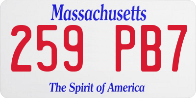 MA license plate 259PB7
