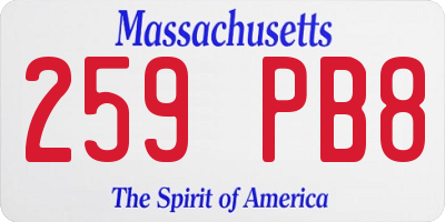 MA license plate 259PB8