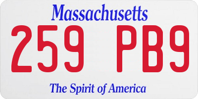 MA license plate 259PB9