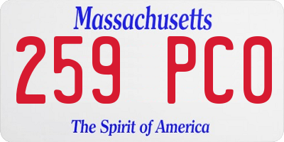 MA license plate 259PC0