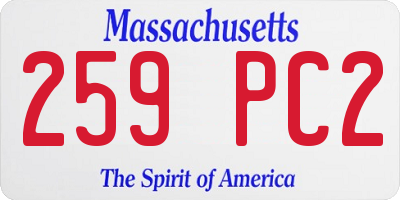 MA license plate 259PC2