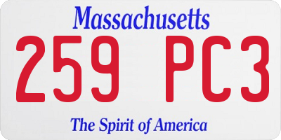 MA license plate 259PC3