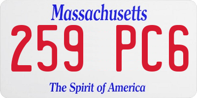 MA license plate 259PC6