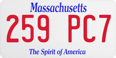 MA license plate 259PC7